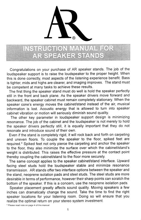 AR303(a) Speaker Stand Manual P1