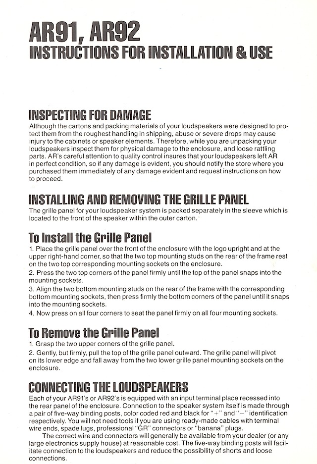 AR91 instructions, page 1