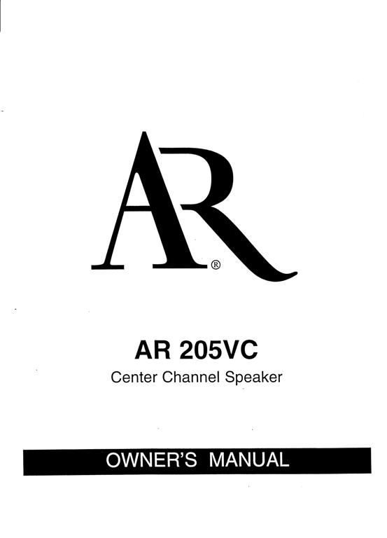 AR 205vc Manual Page 1