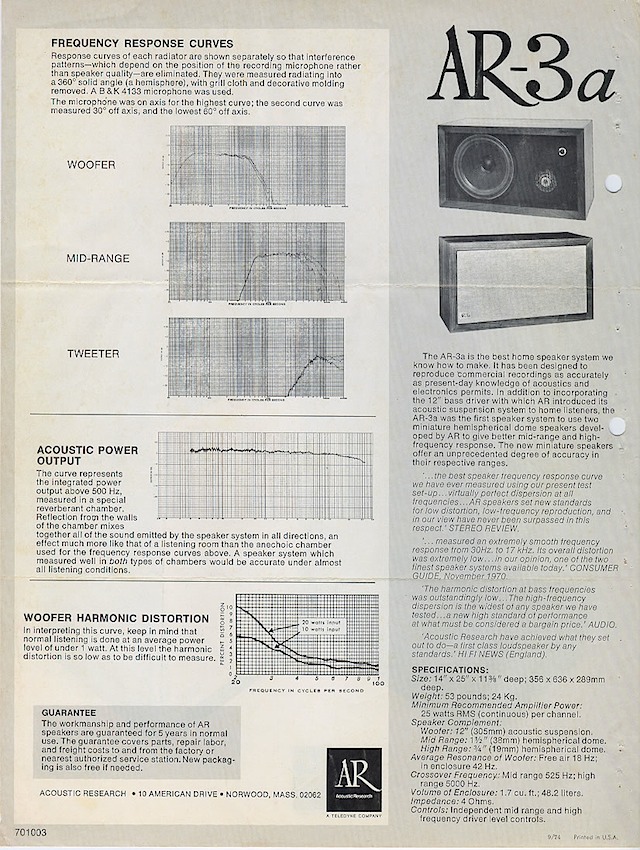 AR-3a Brochure One Page 2