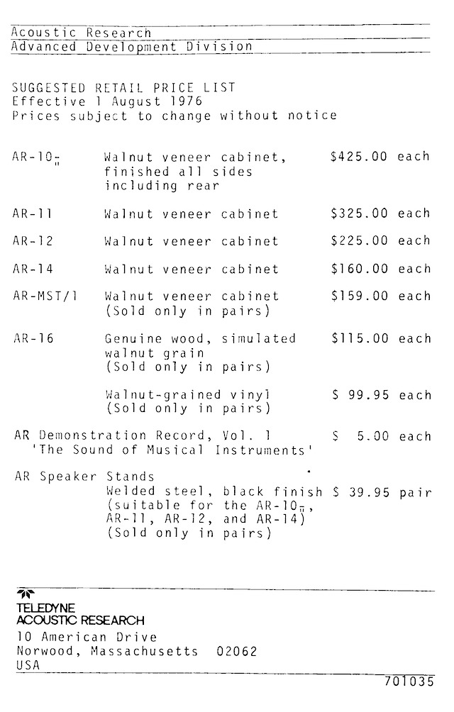 AR_Advanced_Development_Division_Price_List_August_1_1976