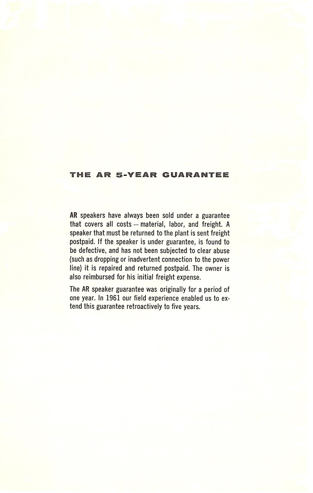 AR loudspeaker early 1960s page 11