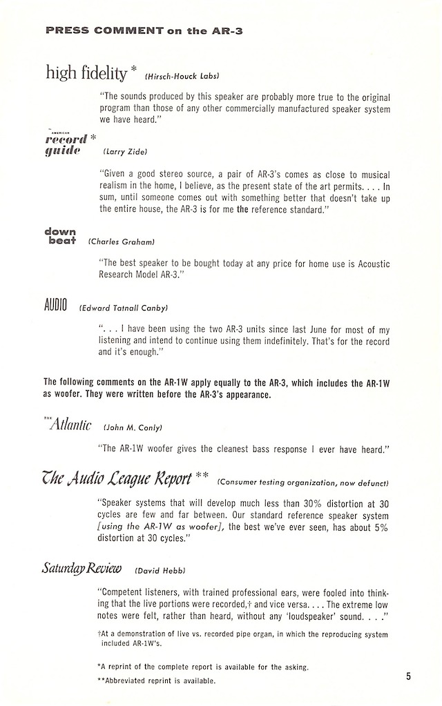 AR loudspeakers early 1960s page 5