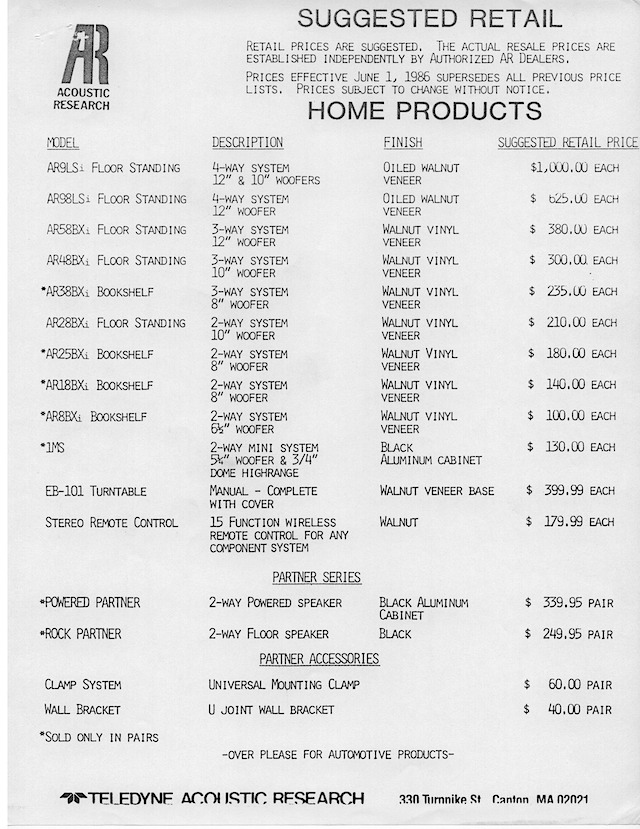 Suggested Retail June 1 1986