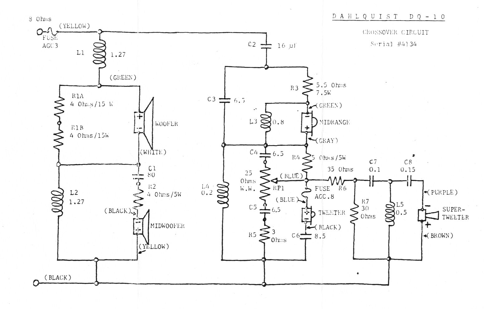 Dahlquist DQ10 crossover schematic??? - Other Speakers and ... subwoofer wiring diagram ohms 